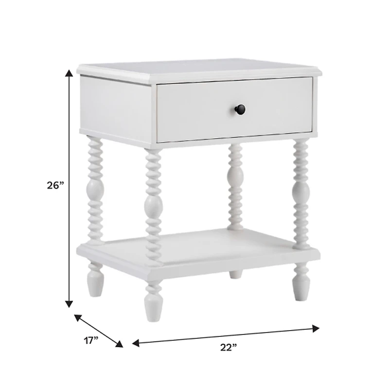 White Spindle Vivienne Nightstand