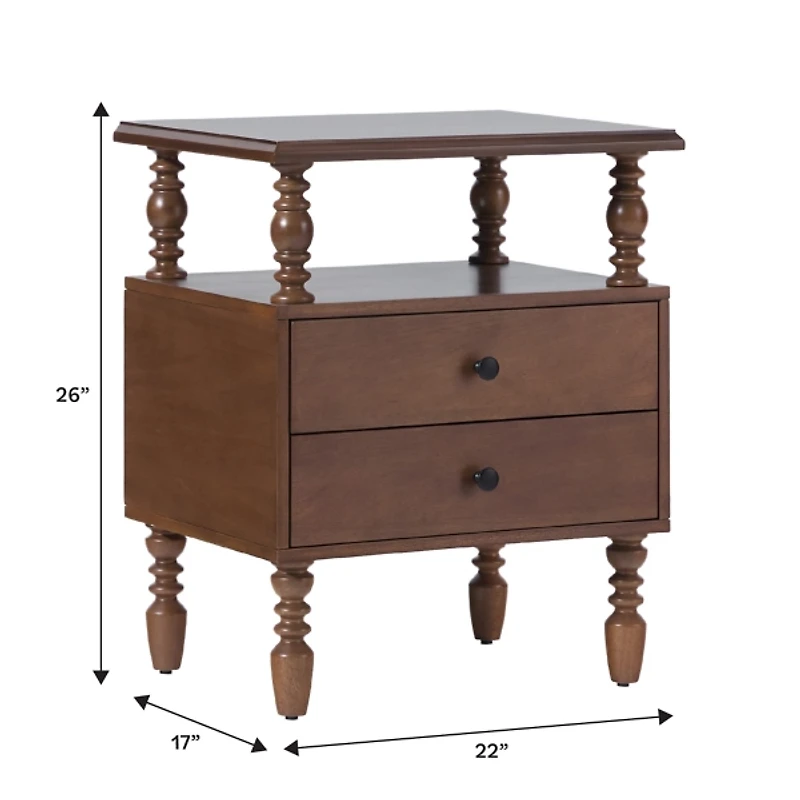 Brown 2-Drawer Vivienne Nightstand