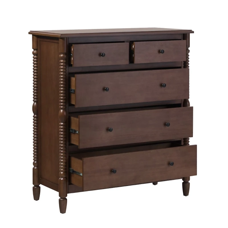 Brown Wood 5-Drawer Vivienne Traditional Dresser