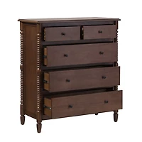 Brown Wood 5-Drawer Vivienne Traditional Dresser