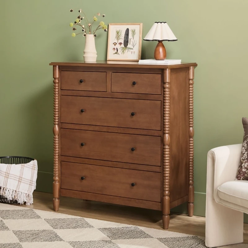 Brown Wood 5-Drawer Vivienne Traditional Dresser