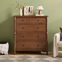 Brown Wood 5-Drawer Vivienne Traditional Dresser