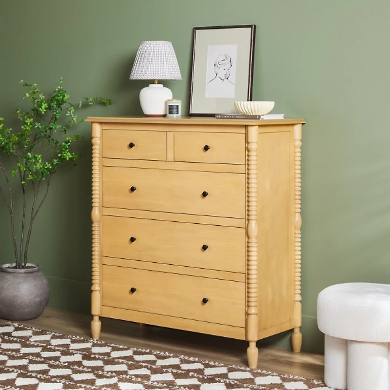 Natural Wood 5-Drawer Vivienne Traditional Dresser