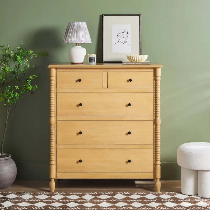 Natural Wood 5-Drawer Vivienne Traditional Dresser