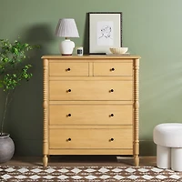 Natural Wood 5-Drawer Vivienne Traditional Dresser