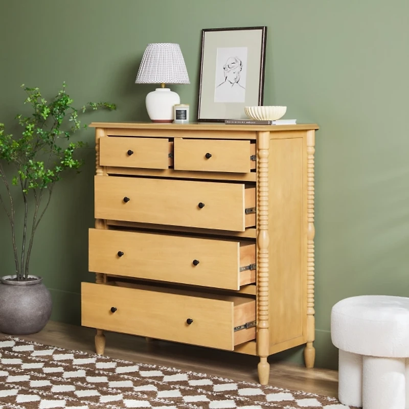 Natural Wood 5-Drawer Vivienne Traditional Dresser