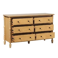 Natural Wood 6-Drawer Vivienne Traditional Dresser