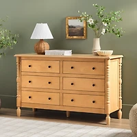 Natural Wood 6-Drawer Vivienne Traditional Dresser