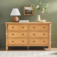 Natural Wood 6-Drawer Vivienne Traditional Dresser