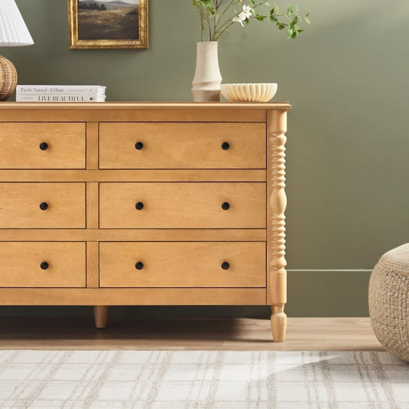 Natural Wood 6-Drawer Vivienne Traditional Dresser