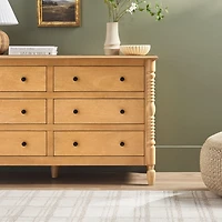 Natural Wood 6-Drawer Vivienne Traditional Dresser