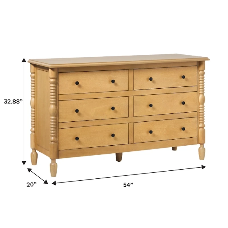 Natural Wood 6-Drawer Vivienne Traditional Dresser