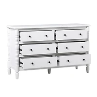 White Wood 6-Drawer Vivienne Traditional Dresser