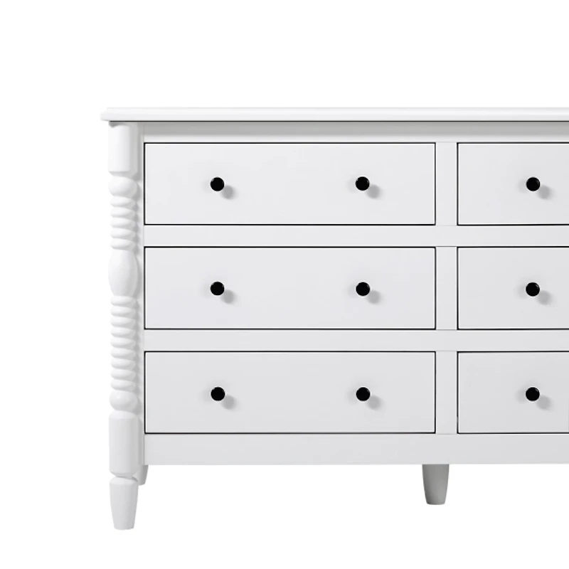 White Wood 6-Drawer Vivienne Traditional Dresser