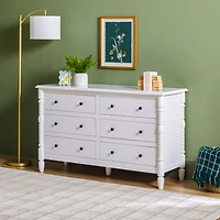 White Wood 6-Drawer Vivienne Traditional Dresser