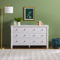 White Wood 6-Drawer Vivienne Traditional Dresser
