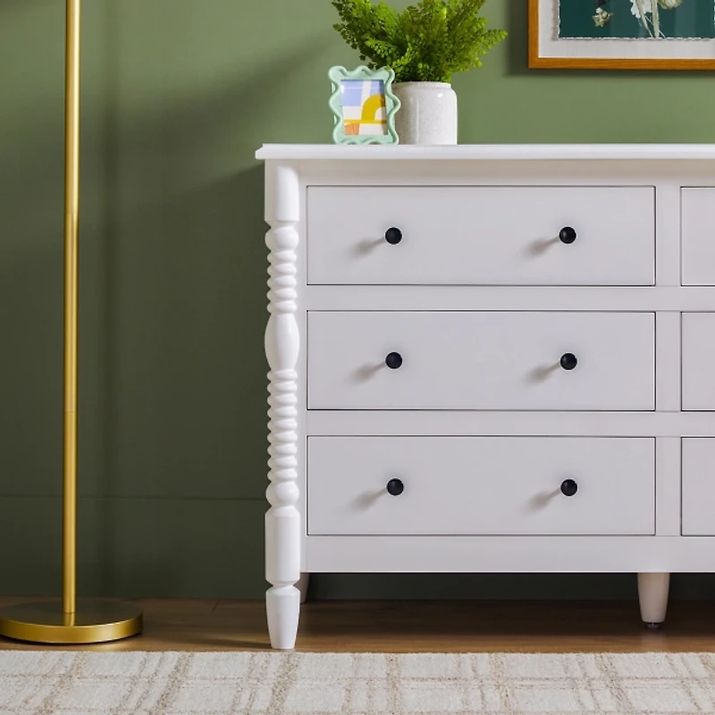 White Wood 6-Drawer Vivienne Traditional Dresser