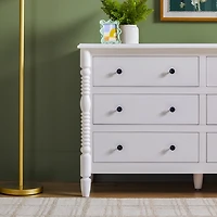 White Wood 6-Drawer Vivienne Traditional Dresser