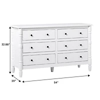 White Wood 6-Drawer Vivienne Traditional Dresser