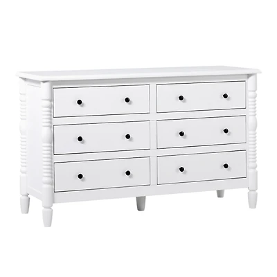 White Wood 6-Drawer Vivienne Traditional Dresser