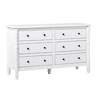White Wood 6-Drawer Vivienne Traditional Dresser