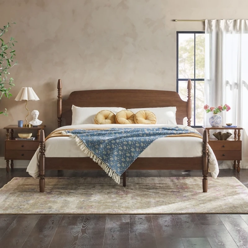Brown Spindle Wood Vivienne King Bed