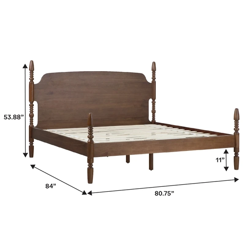 Brown Spindle Wood Vivienne King Bed