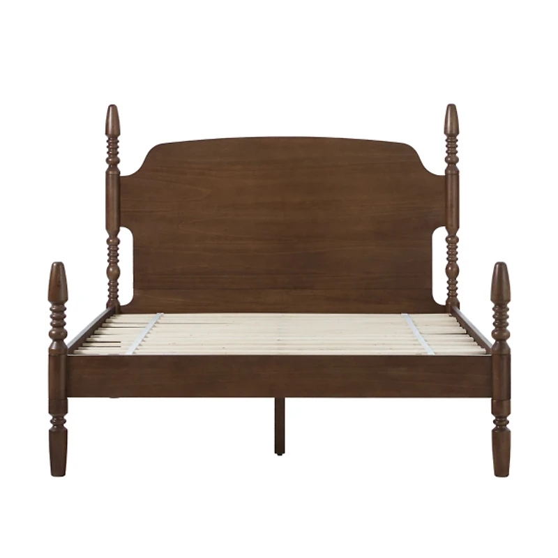 Brown Spindle Wood Vivienne Queen Bed