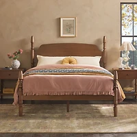 Brown Spindle Wood Vivienne Queen Bed