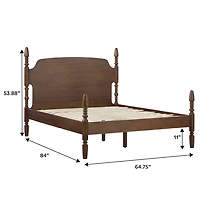 Brown Spindle Wood Vivienne Queen Bed