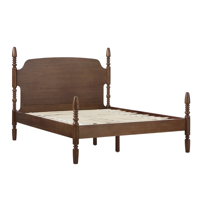 Brown Spindle Wood Vivienne Queen Bed