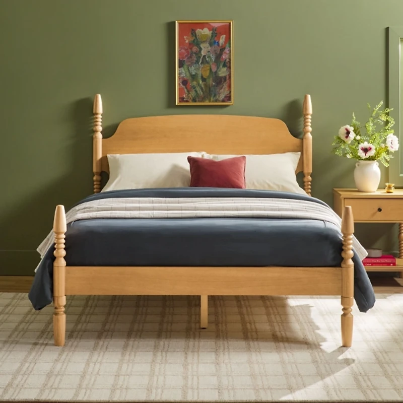 Natural Spindle Wood Vivienne Queen Bed