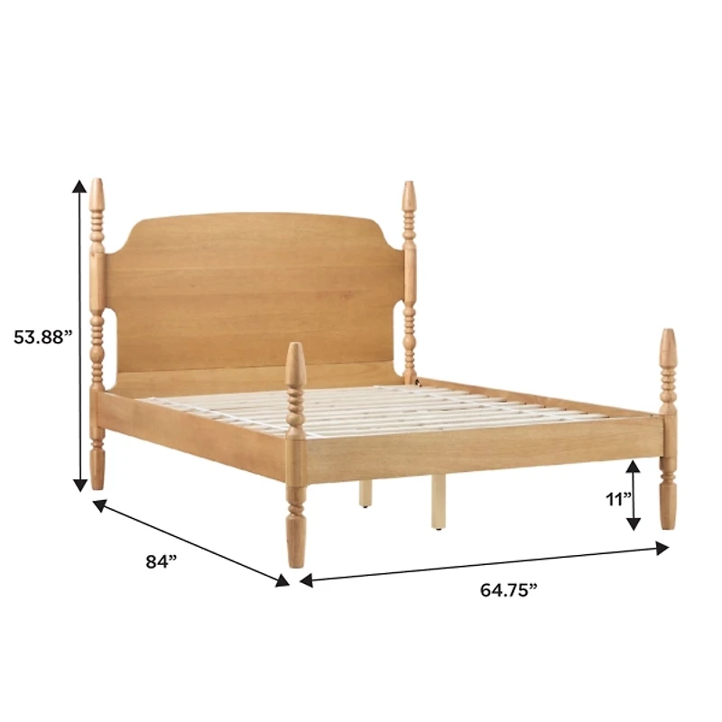 Natural Spindle Wood Vivienne Queen Bed