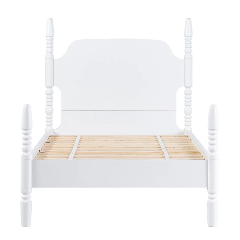 White Spindle Wood Vivienne Twin Bed