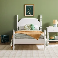 White Spindle Wood Vivienne Twin Bed