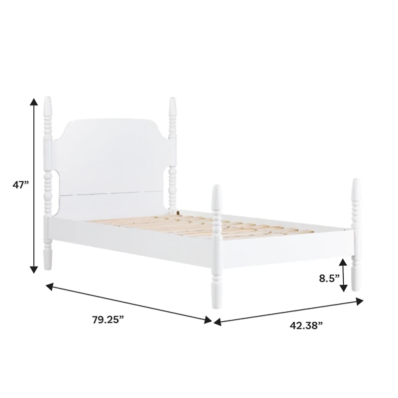 White Spindle Wood Vivienne Twin Bed