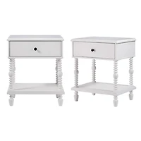 White Spindle Vivienne Nightstands, Set of 2