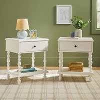White Spindle Vivienne Nightstands, Set of 2