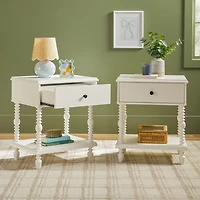 White Spindle Vivienne Nightstands, Set of 2