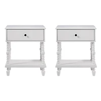White Spindle Vivienne Nightstands, Set of 2