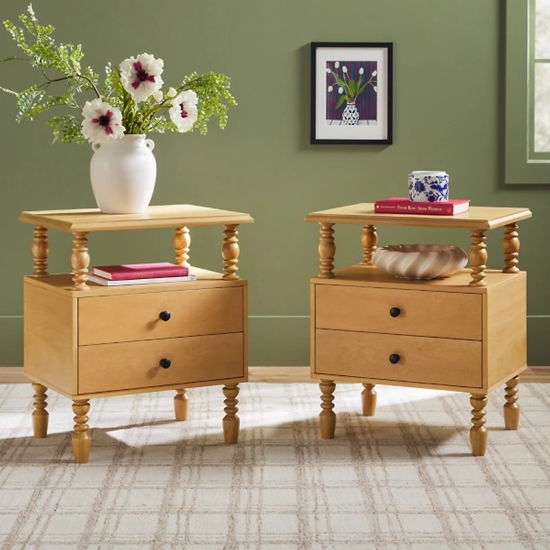 White 2-Drawer Vivienne Nightstands, Set of 2