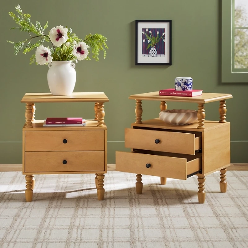 White 2-Drawer Vivienne Nightstands, Set of 2