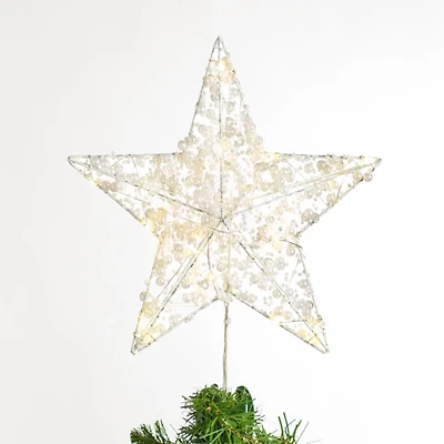 LED Pearl Beaded Star Christmas Tree Topper