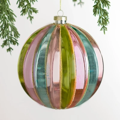 Colorful Stripe Glass Ball Ornament