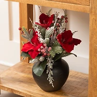 Red Amaryllis and Berry Christmas Arrangement