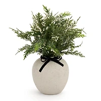 Snowy White Berry Arrangement with Black Bow