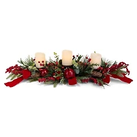 Red Berries & Bells Red Velvet Ribbon Centerpiece