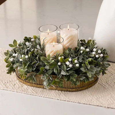 Boxwood Snowy White Berry Christmas Centerpiece