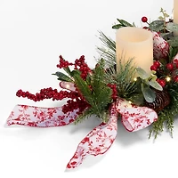 Red Berries Toile Ribbon Centerpiece