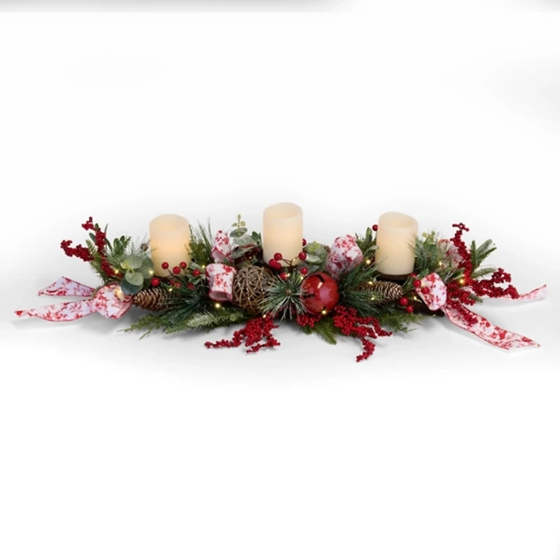 Red Berries Toile Ribbon Centerpiece